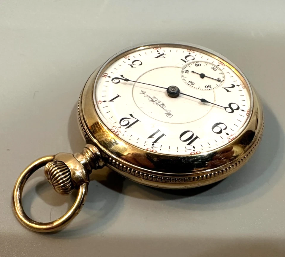 Reloj Bolsillo Illinois Plymouth Talla 18 Oro Relleno, Circa1907 Etiqueta Privada Foto 2 de 4