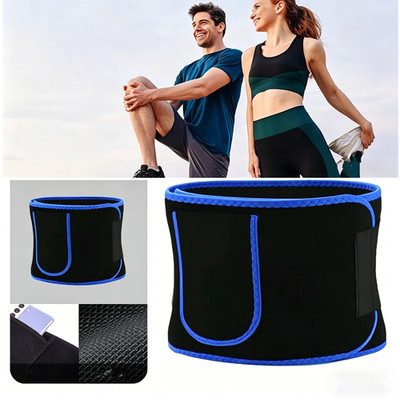Women Men Sweat Sport Waist Trimmer Belt Workout Shaper Belt w/Phone Pocket