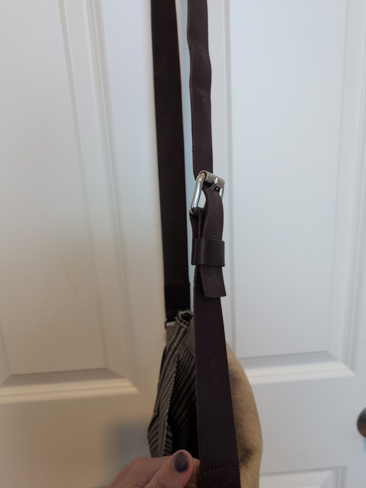 Jack Gomme Paris Cowskin Leather Plaid Purse Crossbody Bag, Excellent Cond. Rare