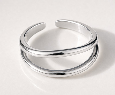 Verstellbarer Ring silberfarben   eleganter Damenring im Double-Layer Design