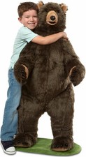Rare Melissa  Doug Giant Plush Grizzly Bear Standing Stuffed Animal 46" Jumbo