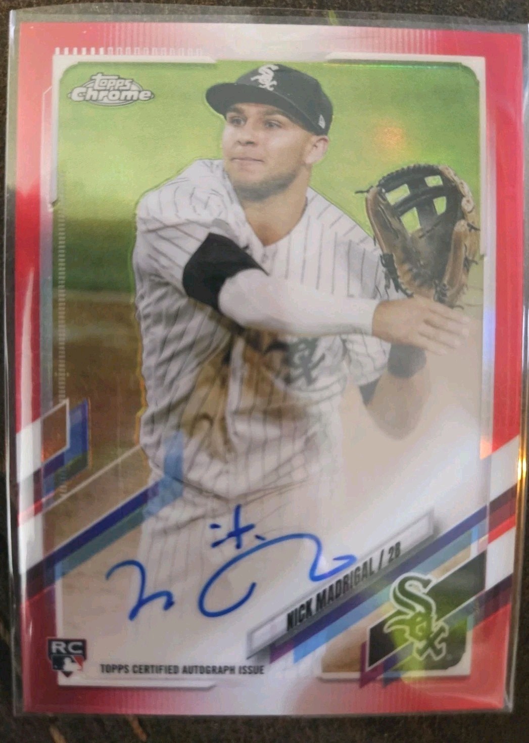 2021 Topps Chrome Nick Madrigal RC Auto Red Refractor 1/5