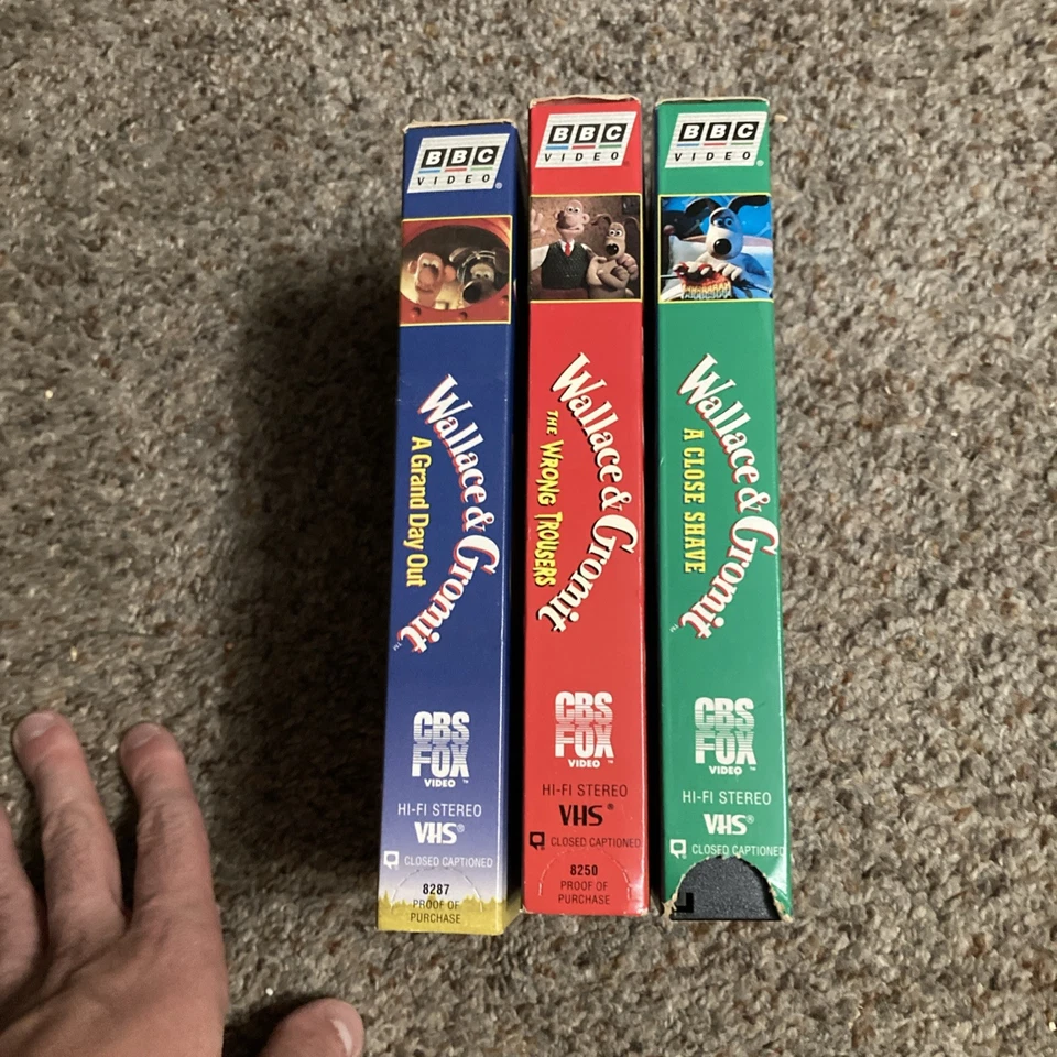 Wallace and Gromit 3 VHS Tape Boxed Set Close Shave Wrong Trousers Grand Day Out - Image 2 of 3