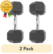  2 Pack  Barbell Coated Hex Dumbbell, Single 35 Lbs