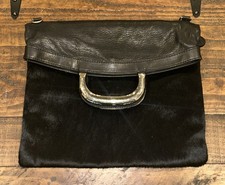 Maurizio Taiuti Leather Calf Hair Bag Purse Italy Top Handle