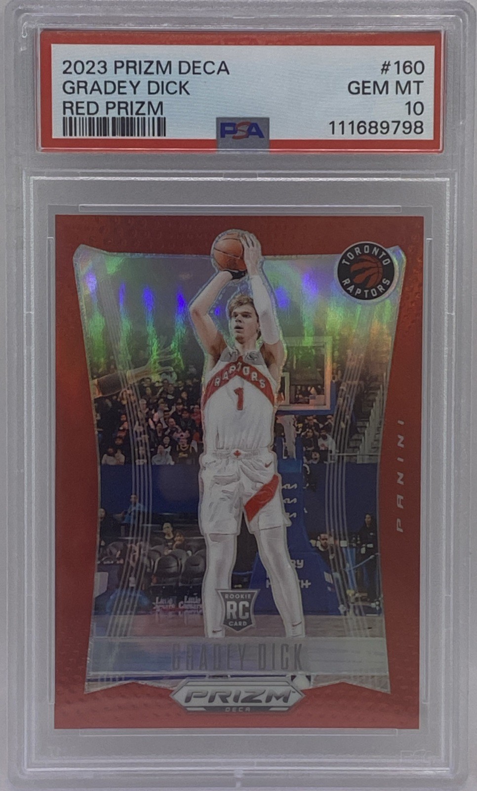 GRADEY DICK 2023-24 PANINI PRIZM DECA ROOKIE RED RAPTORS RC #/199 PSA 10 GEM SP
