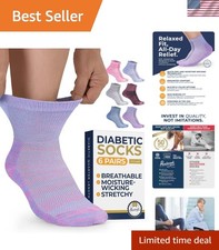 Ankle Diabetic Socks for Women Men 6 Pairs Wide Non Binding Socks Quart...