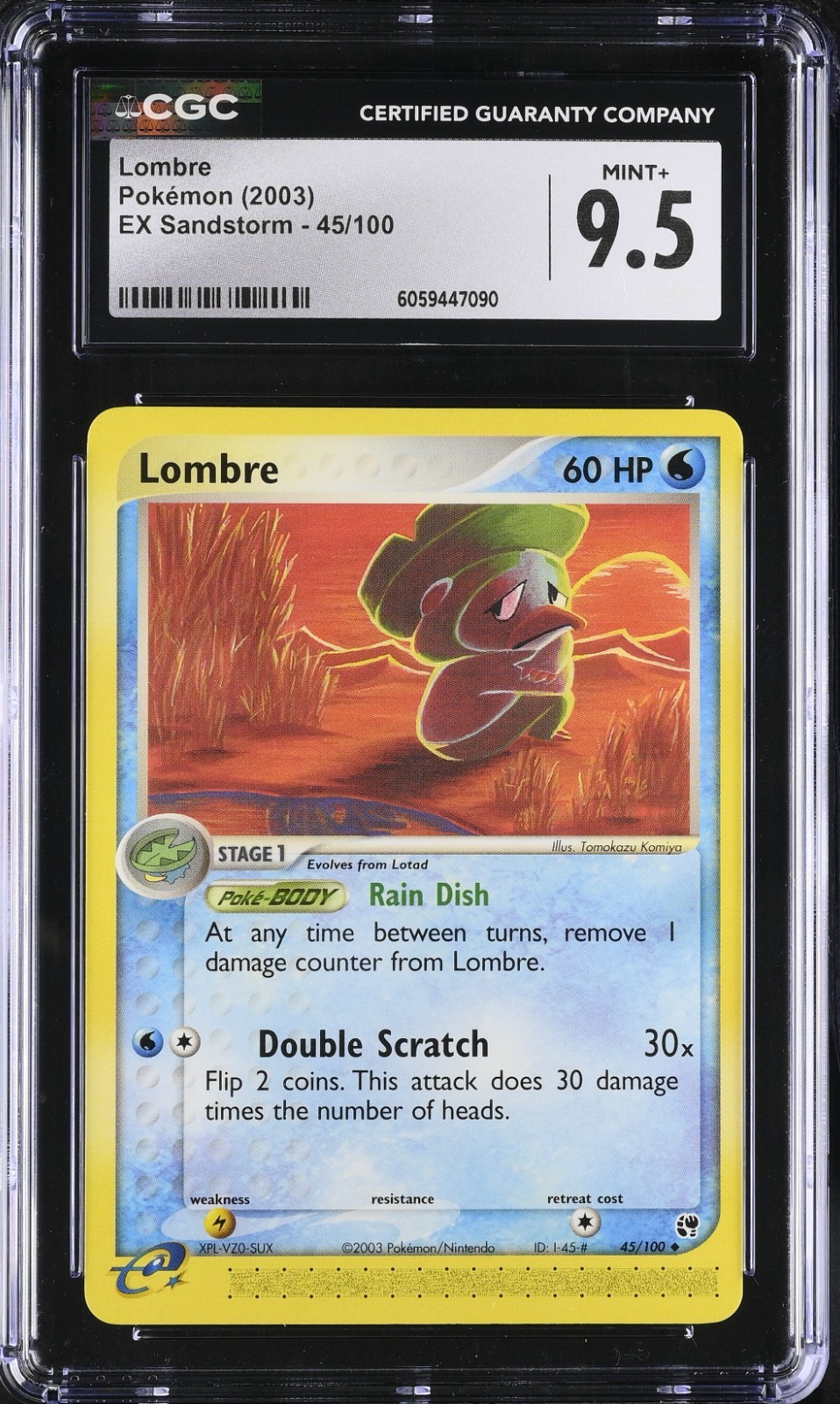 CGC 9.5 Lombre 45/100 EX Sandstorm 2003 Pokemon Card