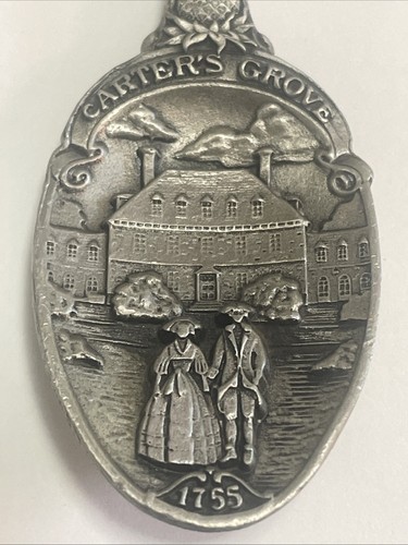 Colonial Williamsburg Carter’s Grove Pewter Vintage Souvenir Spoon Collectible