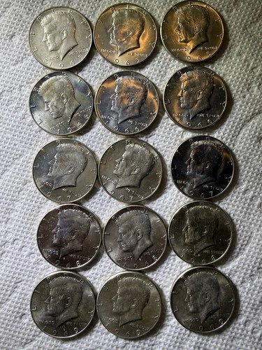 Kennedy Half Dollar Uncirculated Silver Lot 1965-1969 Denver Mint 15 Coins