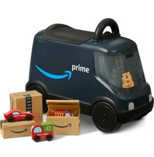 Amazon Delivery Van Ride on Toy for Kids, Blue Toddler Ride on Toy for Ages 2+