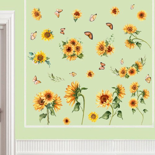 2 Hojas Tatuaje Pared Girasol Pared PVC Pegatina Pared Pegatinas Pared Extraíbles - Imagen 2 de 12