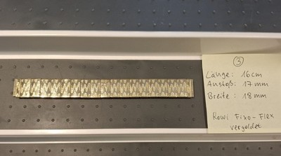 Rowi Fixo Flex, Uhren Armband, 17 mm Anstoß, 16 cm lang, vergoldet, Steel, NEU