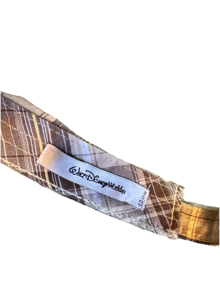 Y2K 棕色格子华特迪士尼世界刺绣米老鼠遮阳帽学院风帽 — 第 3/3 张图片