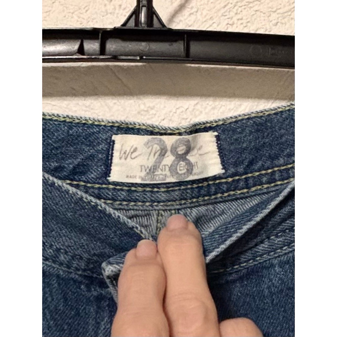 We The Free Twenty8 Distressed Cropped Jeans Blue Button Fly Raw Hem Women US 28 View 4