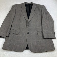 Jos. A. Bank Black Beige Herringbone Silk Wool Blend Blazer Sport Coat Mens 46R