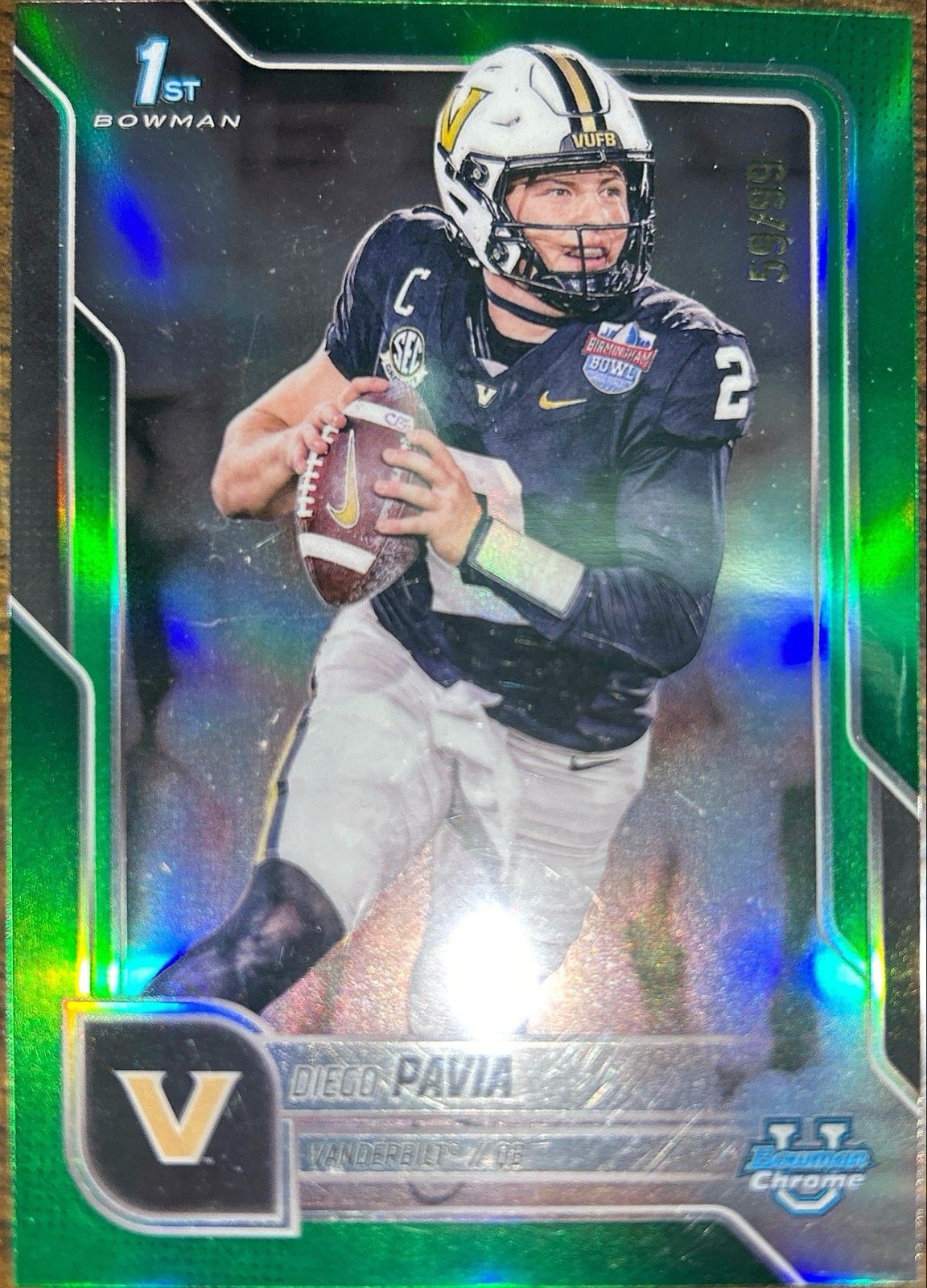 2025 Bowman University Chrome - Diego Pavia #190 Green Refractor /99 (RC)