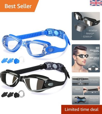 Bequeme nicht auslaufende Schwimmbrille - 2er Pack für Kinder und Erwachsene mit Ohrstöpseln