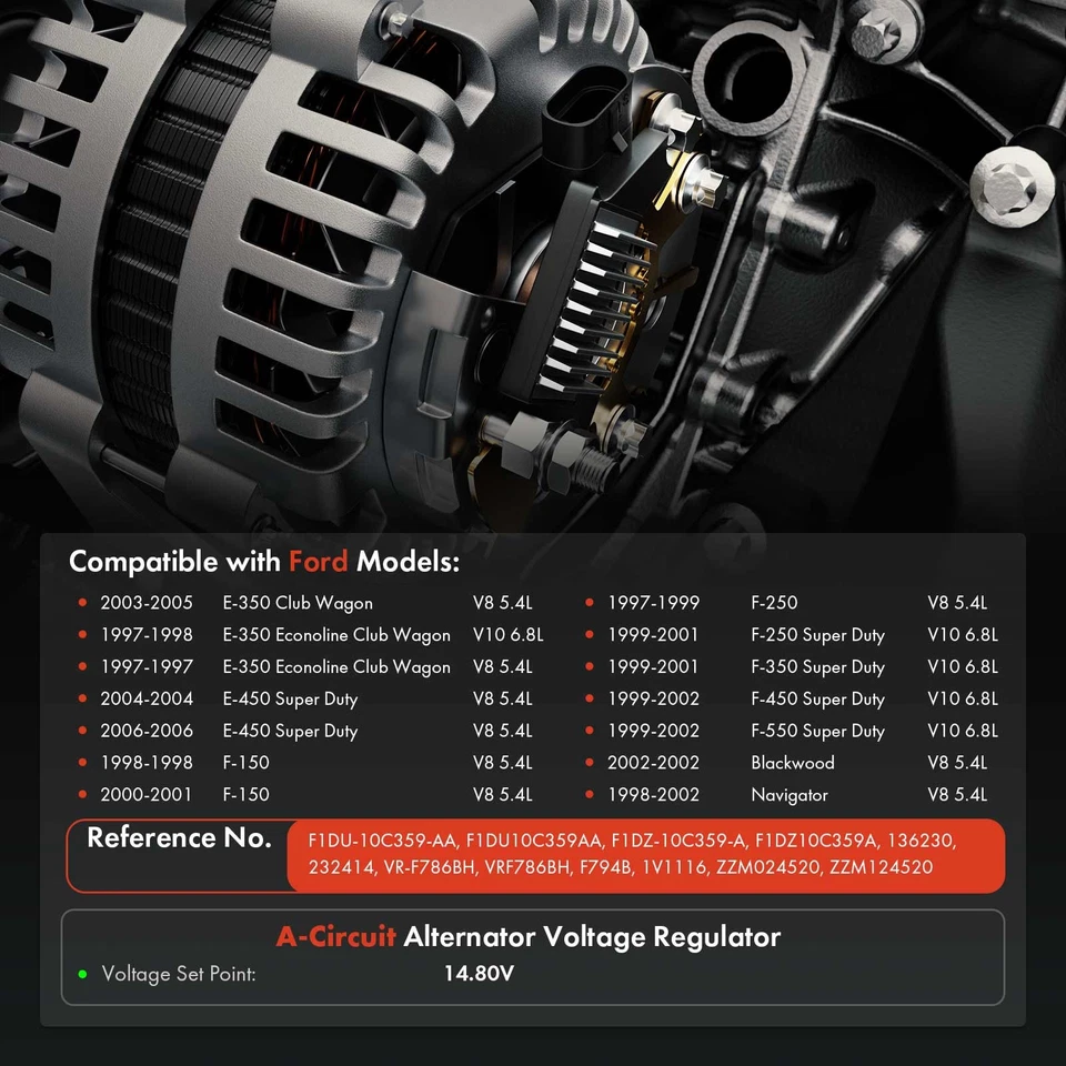 Regulador alternador para Ford F-150 F-250 F-250 Super Duty E-150 Lincoln 14,80 V Foto 3 de 4