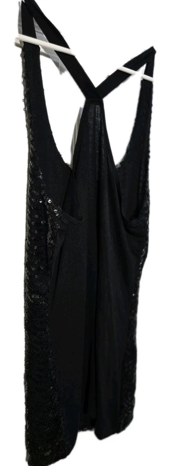 Camiseta sin mangas Papaya lentejuelas brillo navaja espalda M negra fiesta forrada elástica  Foto 4 de 4