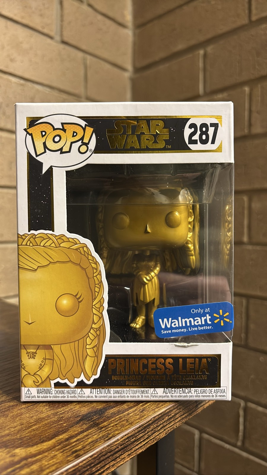 Funko Pop Star Wars Princess Leia #287 Walmart Gold Vinyl Bo