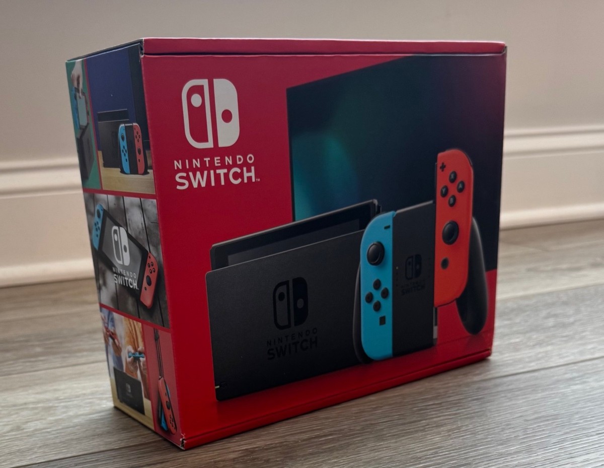 Nintendo Switch 32GB Gray Console with Neon Red and Neon Blue Joy
