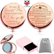 Christmas Birthday Gifts For Mum Daugther Engraved Personalised Compact Mirror