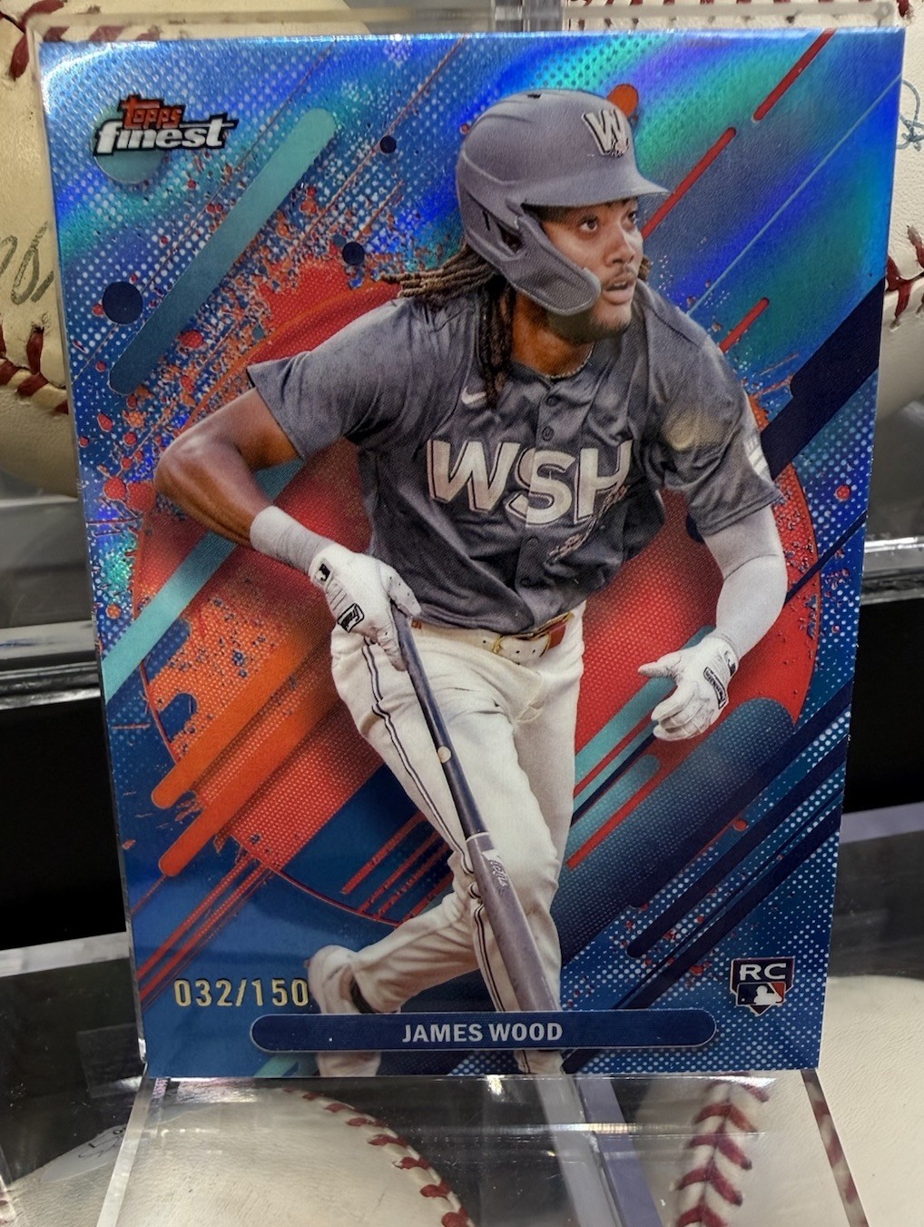 JAMES WOOD - 2025 Topps Finest Rare Sky Blue Refractor /150 Rookie #300 - RC