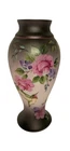 Fenton Gift Shop Limited Michelle Kibbe Pink Flowers Painted On Black Satin Vase