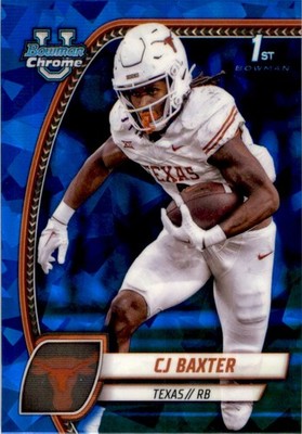 CJ Baxter 2024 Bowman University Chrome Sapphire RC #42 Texas Longhorns