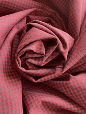 10 Yards Vtg Mission Valley Textiles Cotton Gingham Plaid Fabric Dark Red USA