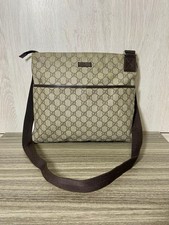 Borsa a tracolla Gucci GG Supreme PVC tela pelle beige 33 cm x 28 cm autentica