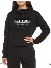 ​WOMEN’S “ALTITUDE BOARDWERX” CROP TOP SWEATSHIRT HOODIE (BLACK) MEDIUM 8-10