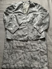 Danillo Woman Silver Satin Jacquard Blazer Pencil Skirt 2 piece Suit Set 20W