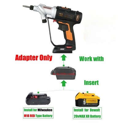 1x Adapter for Worx 20v USA Ver. Tools To for DeWalt 20v / Milwaukee M18 Battery