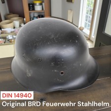 Original BRD Feuerwehr Stahlhelm German Firefighter Helmet Alt Luftschutz Helm