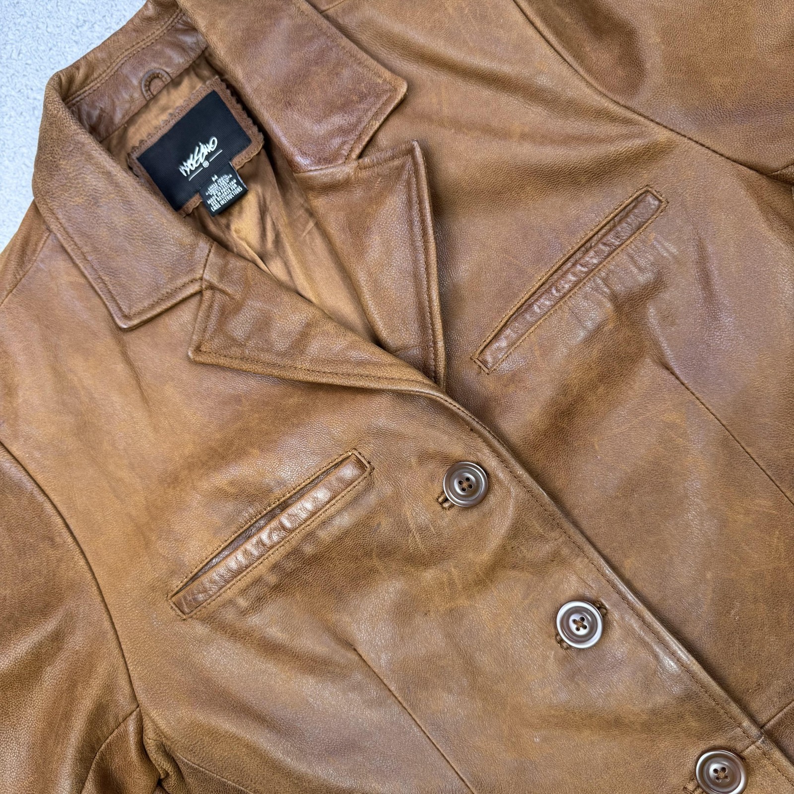 Mossimo Leather Jacket Womens Medium Button Front… - image 6