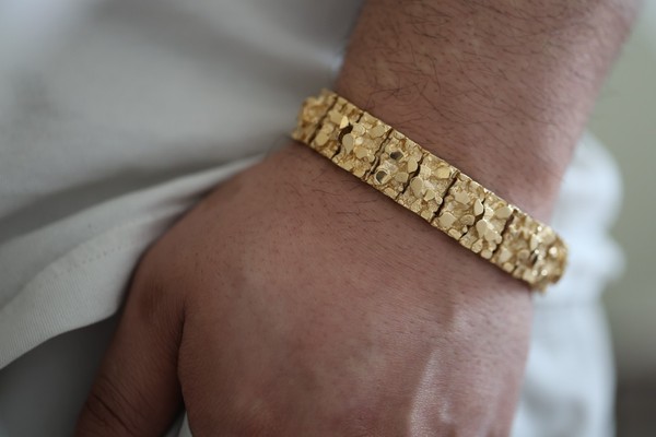Alternate view of Gold Nugget Bracelet, 13mm 15mm Bracelet, 14k Gold Plated