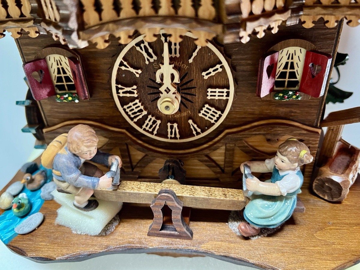 Schneider Cuckoo Clock Chalet w/ Moving Children on See-Saw -MT