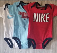 Nike Boys Kids Baby 3-6, 6-9 Months Blue Red White 3 Pack Bodysuits.