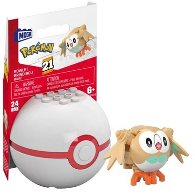 MEGA Pokmon Rowlet Building Toy Kit, Poseable Action Figure 24 Pieces for Kids