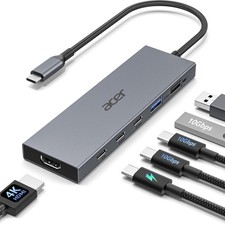 6-in-1 USB C Hub 10Gbps, HDMI Adapter 4K 60Hz, USB-C USB-A Ports, 100W PD