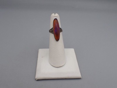 VTG Mexican Fire Opal Dragon's Breath Ring 935 Sterling Silver Size 4 4.1g