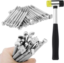 21 PCS Leather Stamping Tools, Leather Stamping Kit with Rubber Hammer, 20 Diffe