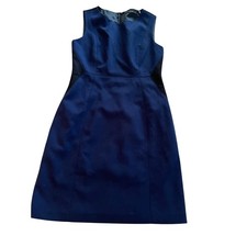 Tahari blue dress black detailing lined cocktail office professional size 10