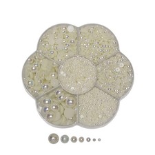 3000PCS 1 Box Beige round Flatback Imitation Half Pearls Bead Loose Beads Gem B