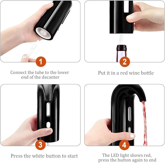 Aireador y Dispensador de Vino Eléctrico Accesorio para Vino Tinto Rojo Juego de 3 piezas Foto 2 de 4