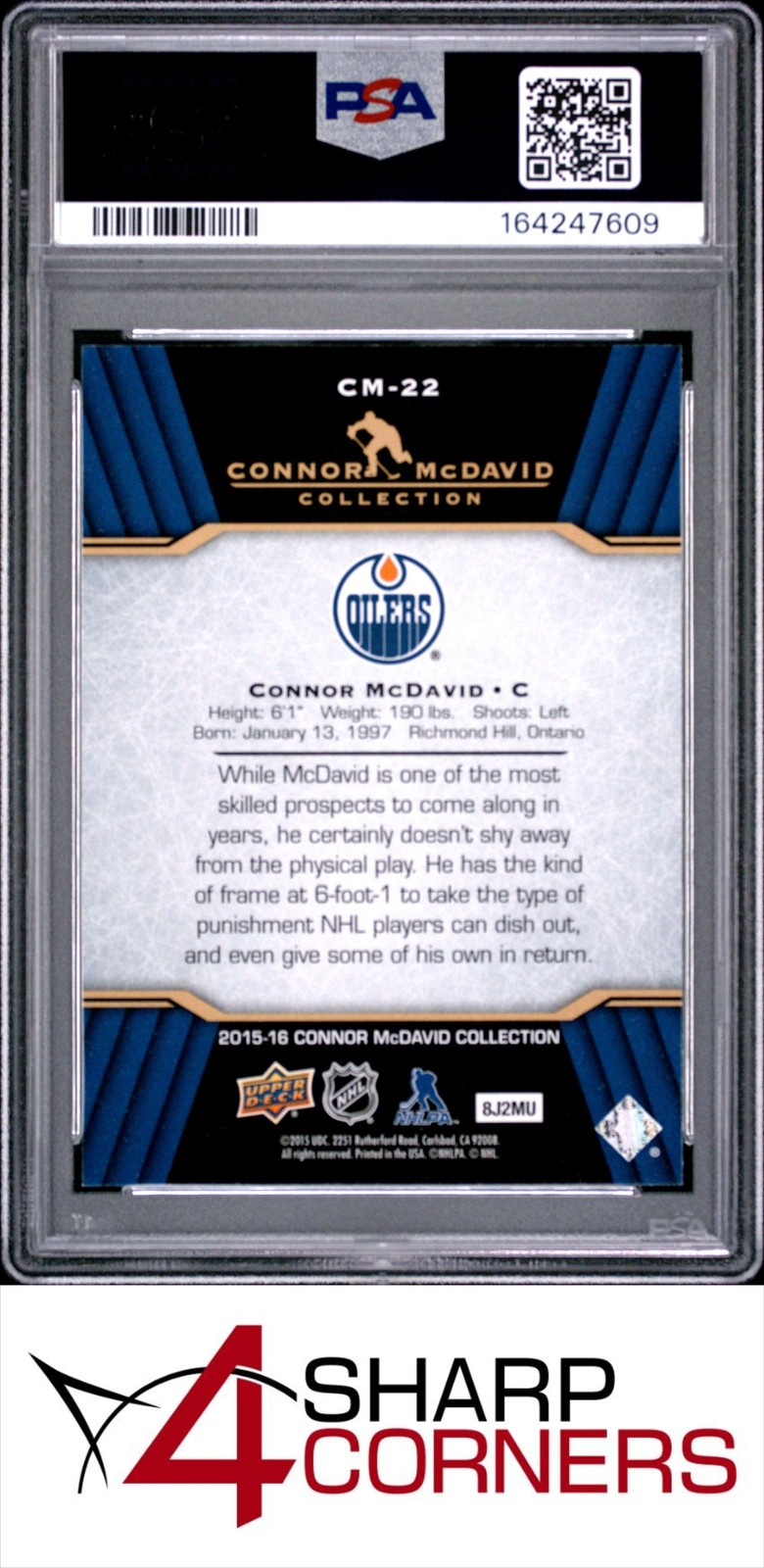 2015 UPPER DECK CONNOR McDAVID COLLECTION #CM-22 RC PSA 10 view 2