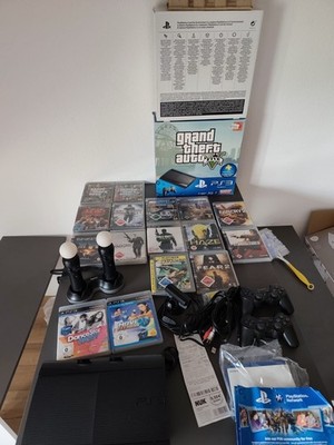 PlayStation 3 Super Slim 500GB XXL Mega Set + GTA V Boxed + Move + 16 Spiele