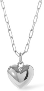Authentic Lev Puffy Heart Necklace for Women - Paperclip Chain W/ 14K Gold Plated & Silver